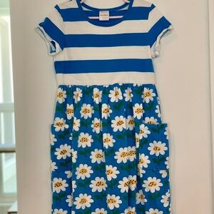 Hanna Andersson Blue and White Cuffed Sleeve Sundress